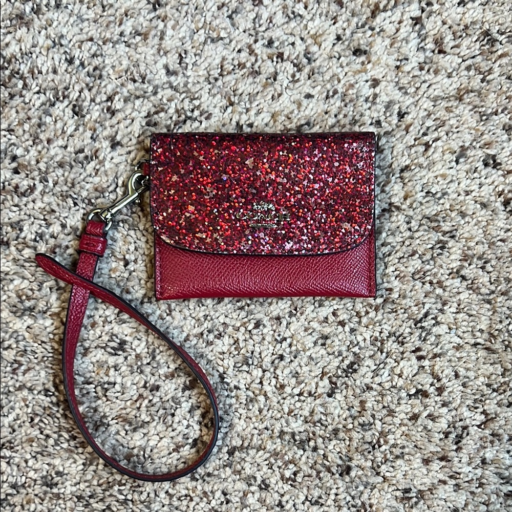 Coach Red Sparkle Wristlet Clutch